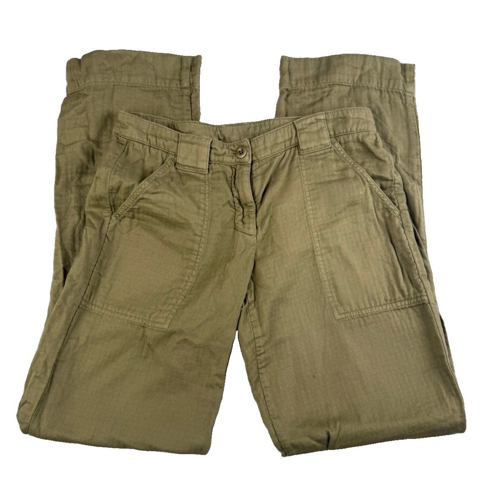 J Crew City Fit Womens 4 Olive Green Herringbone Utility Fatigue Pants Cotton